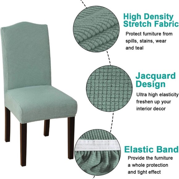 NIP! Set of (2) Stretch Dining Chair Covers Green - Picture 4 of 4